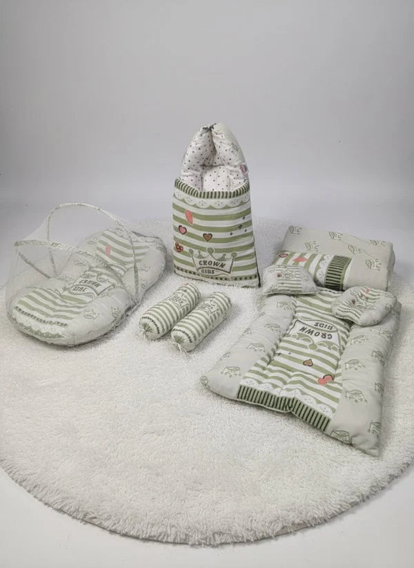 Premium Crown Green Baby Bed