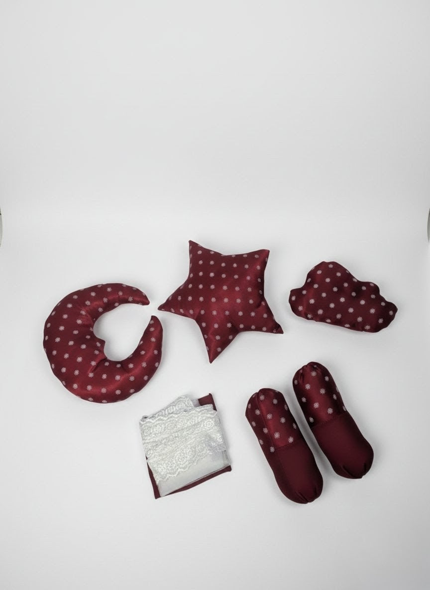 Celestial Maroon Baby Bed Set ( 11 Pieces )