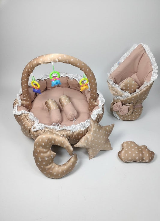 Premium Beige Baby Bed Set (11 pieces )