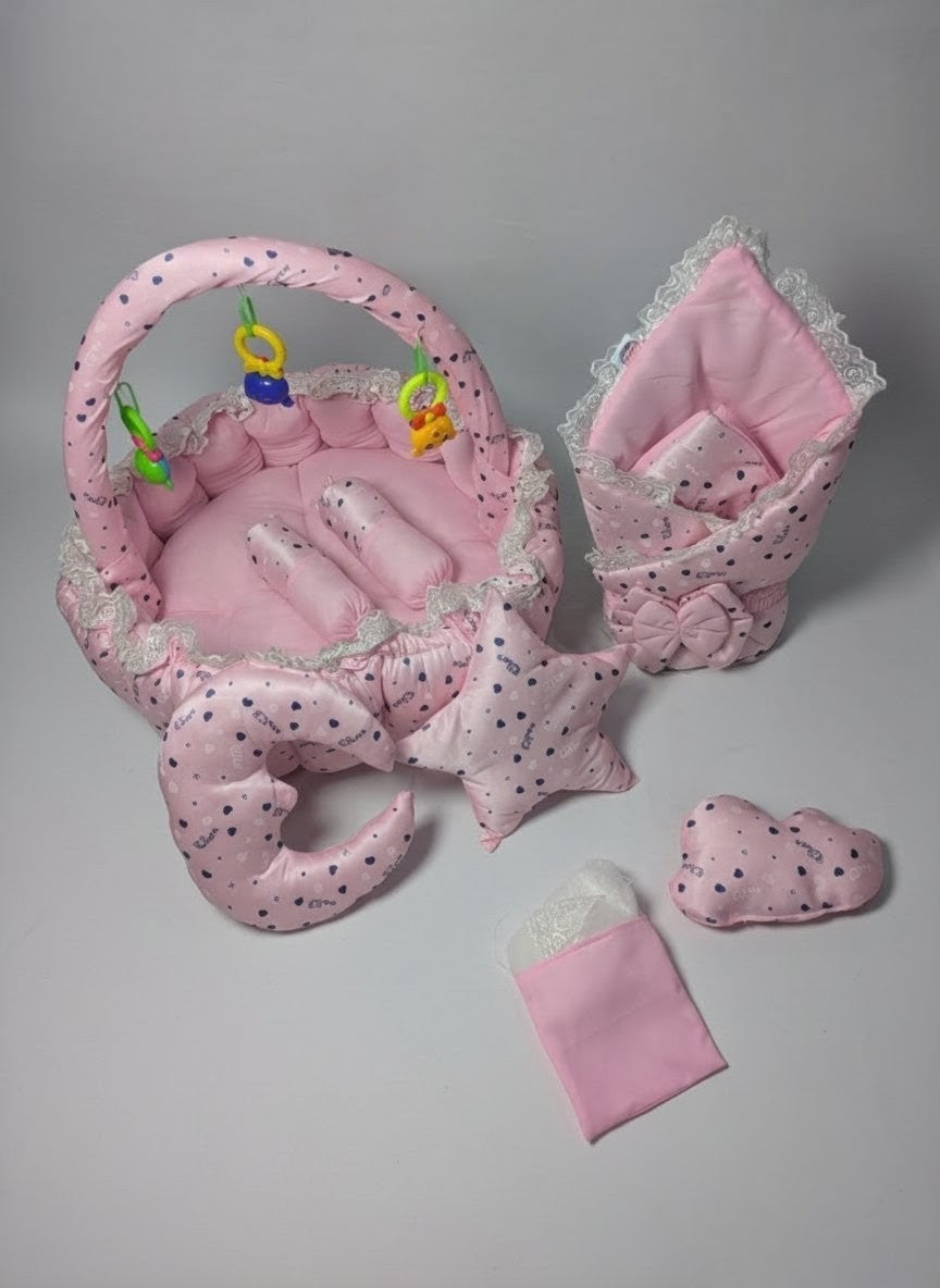 Celestial Pink Baby Bed ( 11 Pieces )