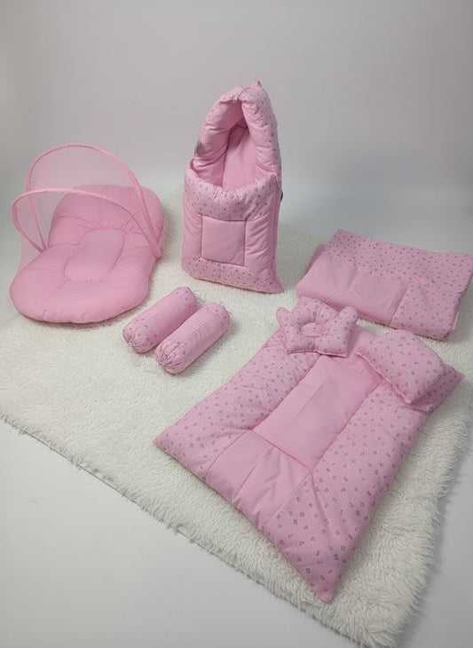Cozy Nest Pink Alphabet Infant Bed Set (8 Pieces)