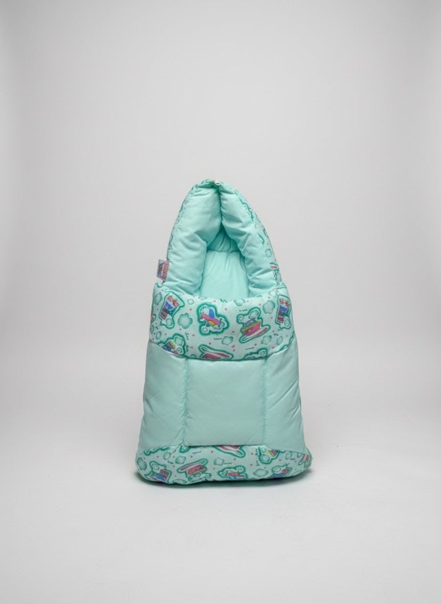 Cozy Car Print Sea Green Baby Bed (8 Pieces)