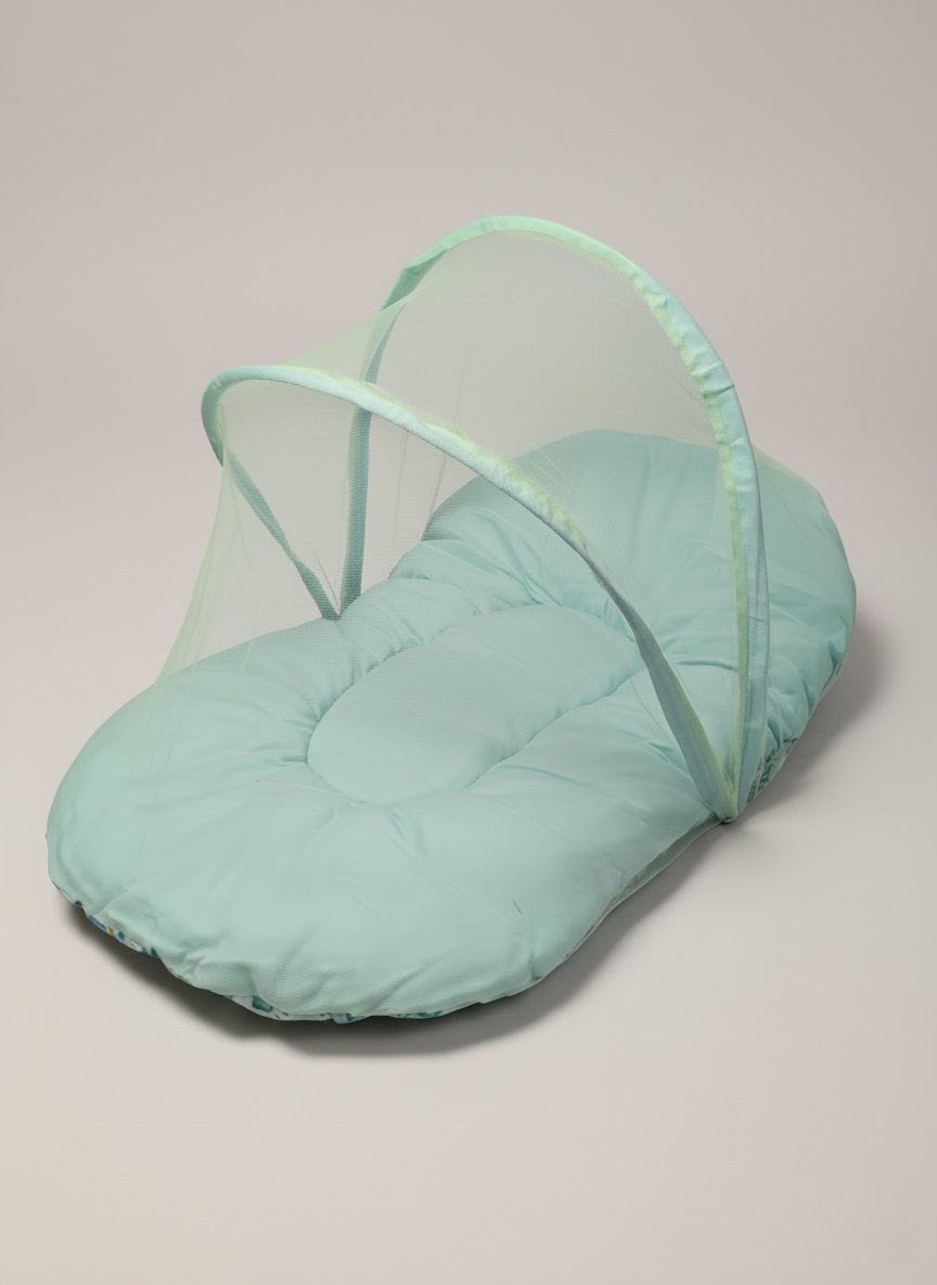 Cozy Car Print Sea Green Baby Bed (8 Pieces)