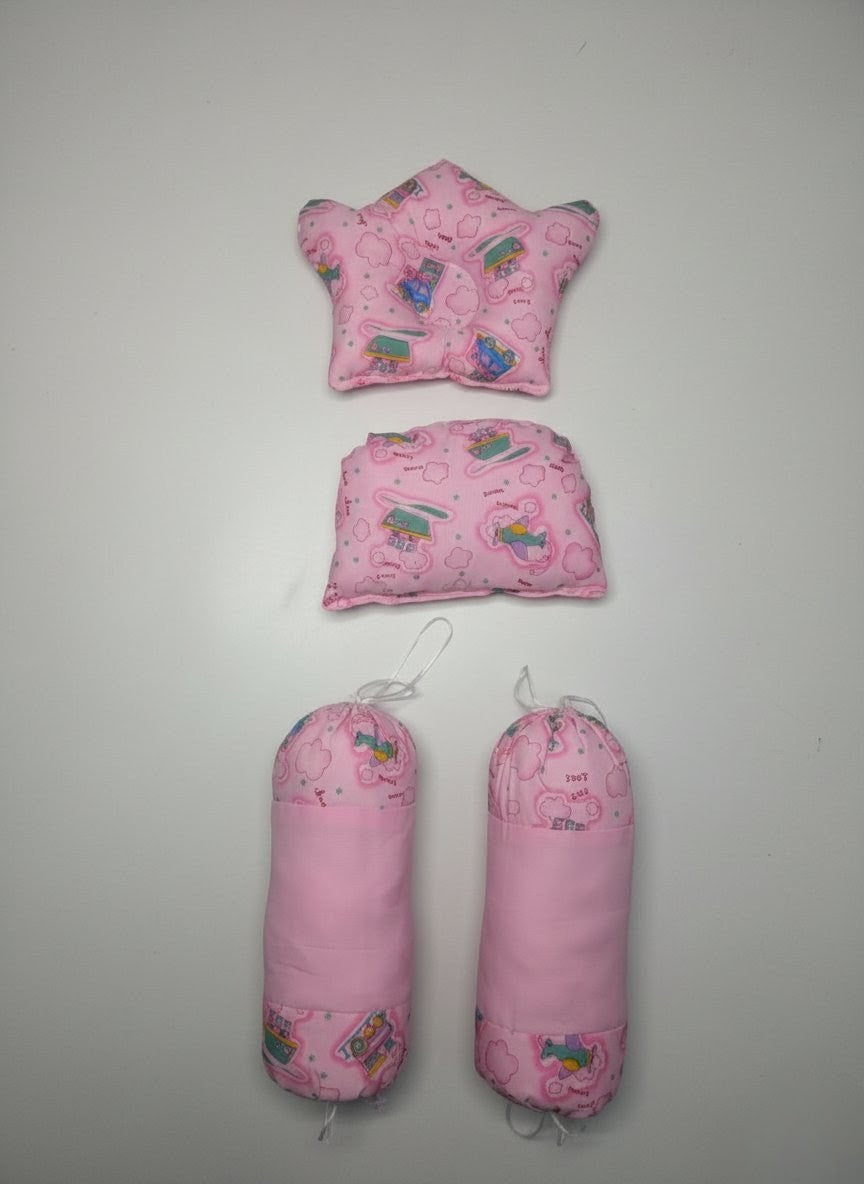 Cozy Car Print Pink Baby Bed (8 Pieces)