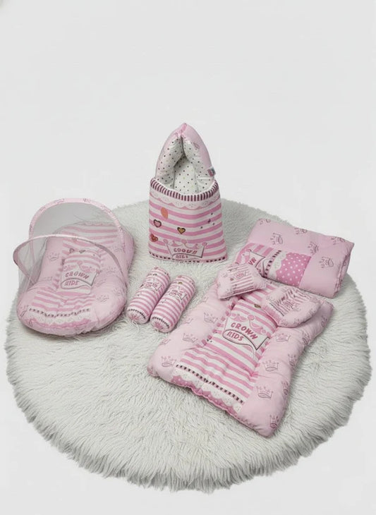 Premium Crown Pink Baby Bed