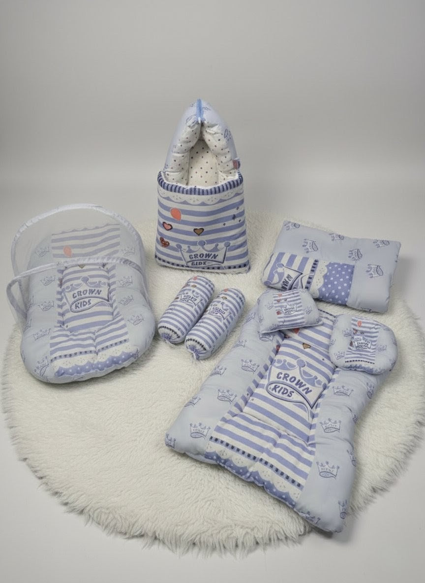 Crown Print Baby Bed 8 Pcs