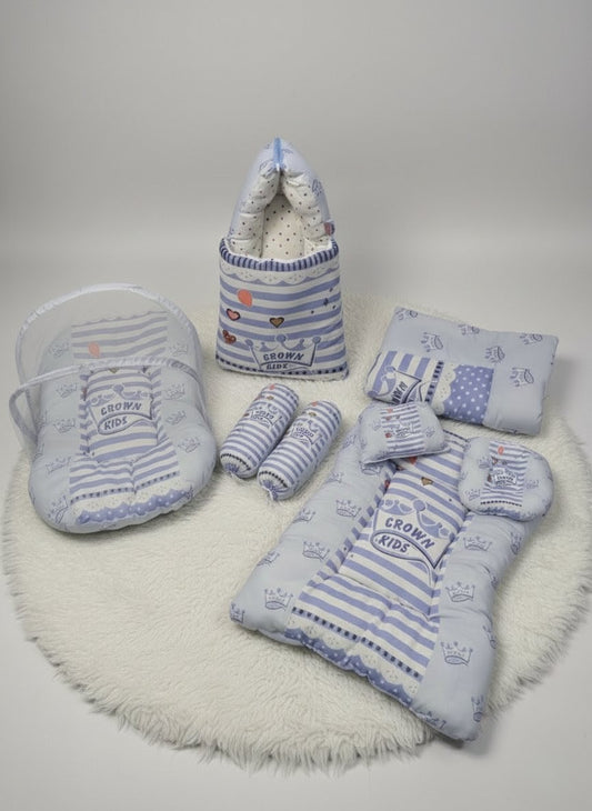 Crown Print Baby Bed 8 Pcs