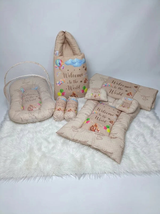 Welocme to the World Beige Baby Bed