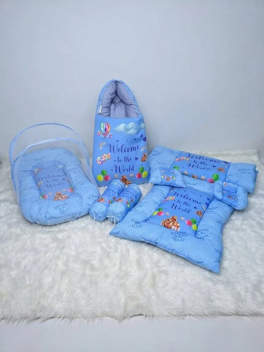 Welcome to the World Blue Baby Bed
