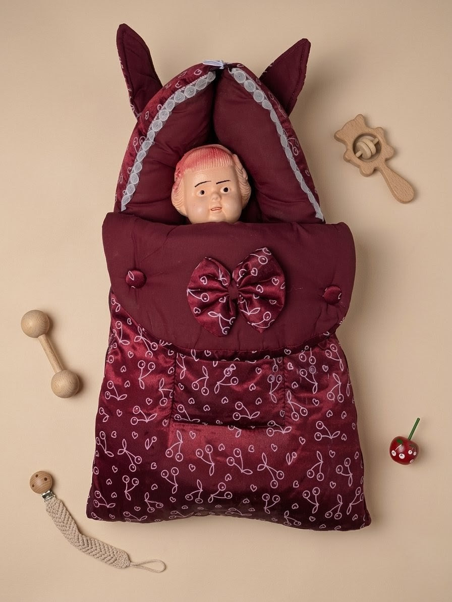 Cute Maroon Bow Baby Carry Nest