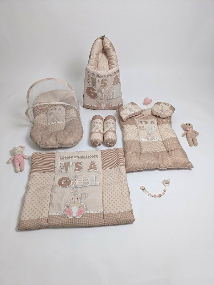 It’s a Girl Boy Printed Baby Bed Set (8 Pieces)