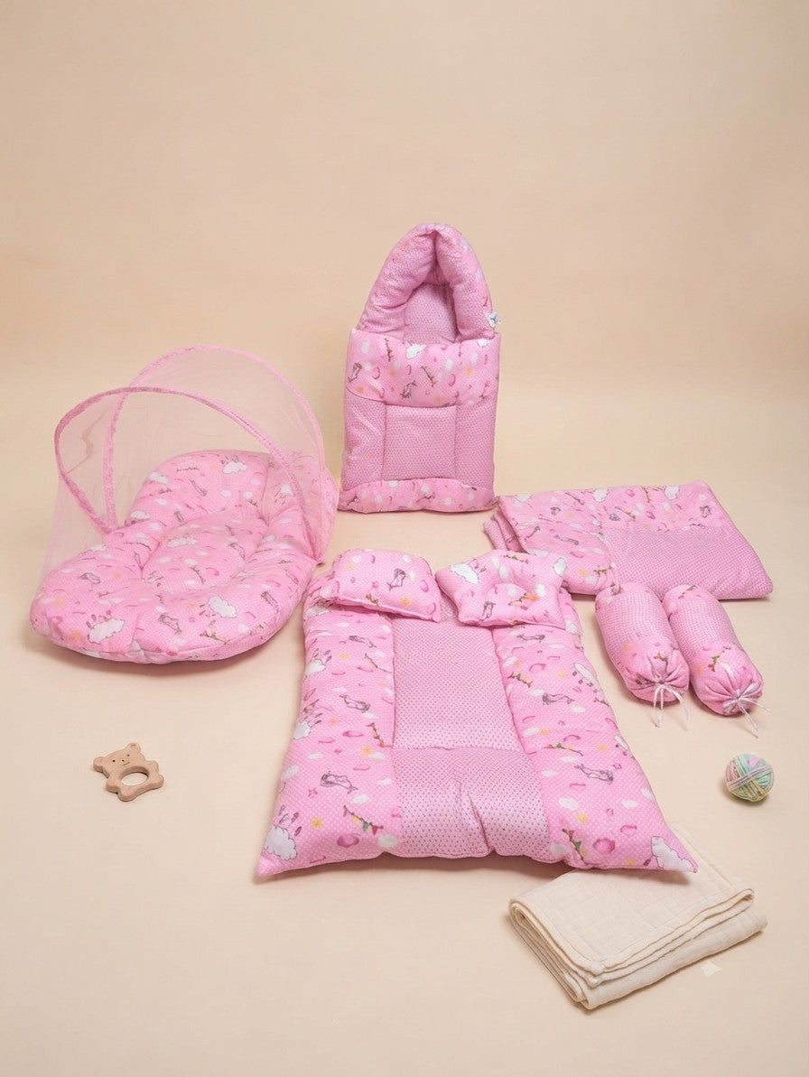 Pink Cloud Dream Baby Bed ( 8 Pieces )