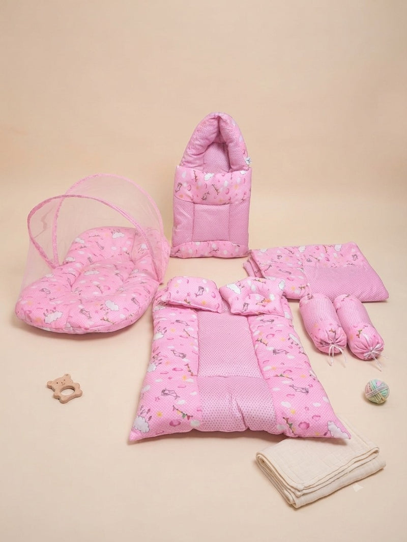 Pink Cloud Dream Baby Bed ( 8 Pieces )