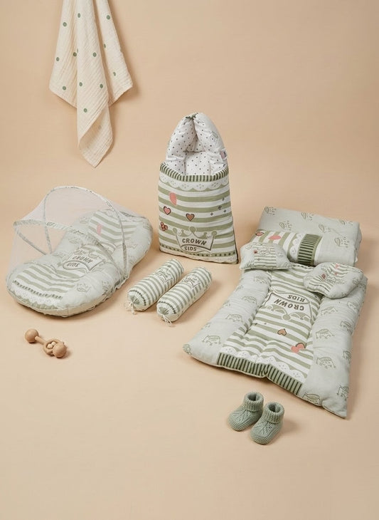 Premium Crown Green Baby Bed