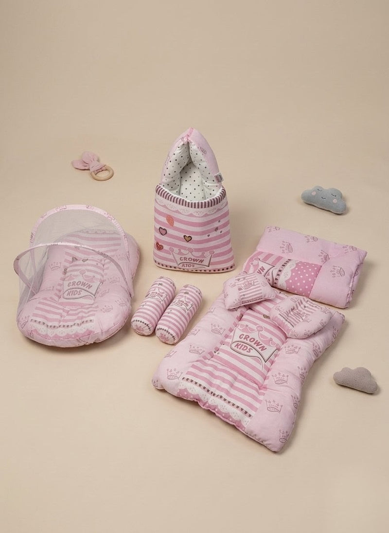 Premium Crown Pink Baby Bed