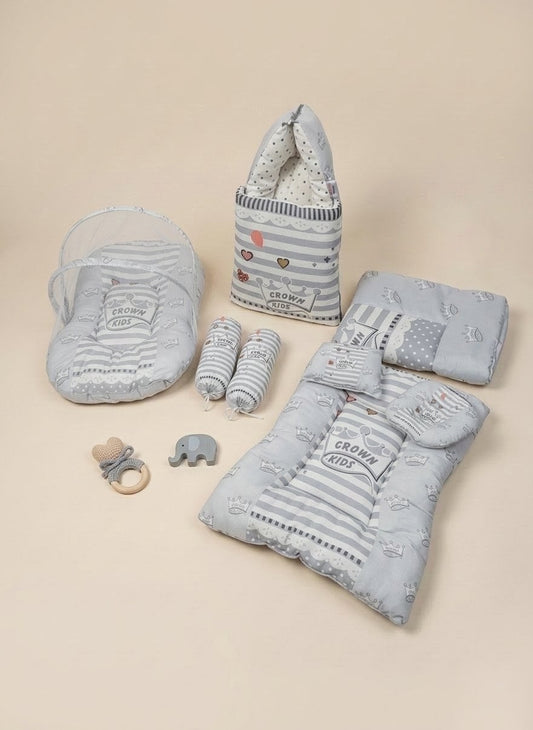 Premium Crown Gray Baby Bed