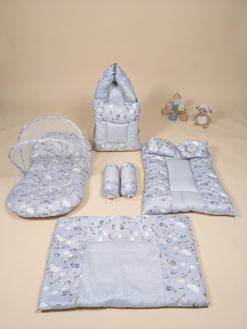 Cute Gray Cloud Baby Bedding Set (8 Pieces)