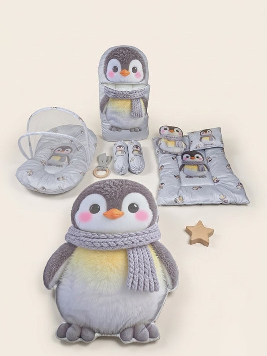 Little Penguin Velvet 8-Piece Baby Bedding Set