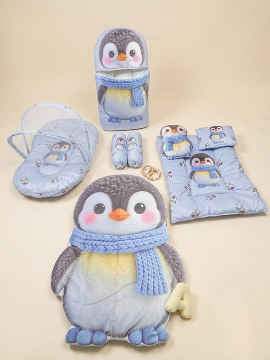 Penguin Dreams Velvet 8-Piece Baby Bedding Set