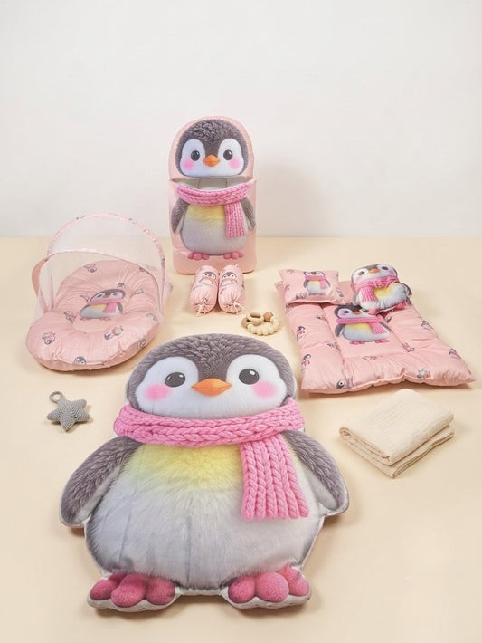 Penguin Dreams Velvet 8-Piece Baby Bedding Set