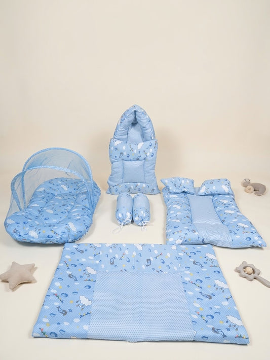 Cloud Rust Blue Baby Bedding Set (8 Pieces)
