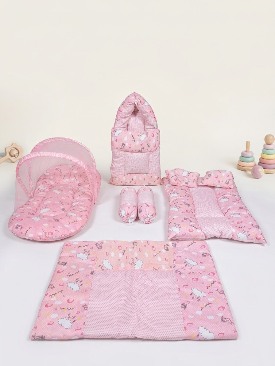 Cloud Rust Pink Baby Bedding Set (8 Pieces)
